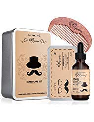 QQwow Beard Grooming & Care Kit for Mens, Elegant Mens Gift Set Includes Beard Oil 60ml,Beard Balm 2.82oz,Wooden Comb, Perfect for Mens,Birthday, Anniversay, Christmas Gift
