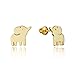 14k Gold Plated Brass Baby Elephant Screwback Baby Girls Earrings with Sterling Silver Post