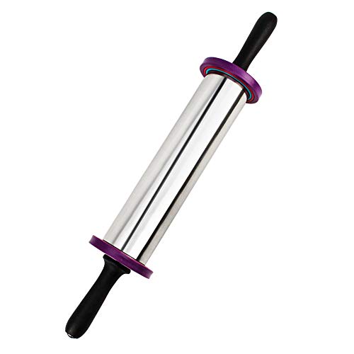 Fan-Ling Professional Stainless Steel Rolling Pin with Thickness Rings ，Large Duty Adjustable Roller,Fit for Fondant, Pie Crust, Cookie, Pastry, Pasta, Pizza Dough(A) - Thumbnail 4