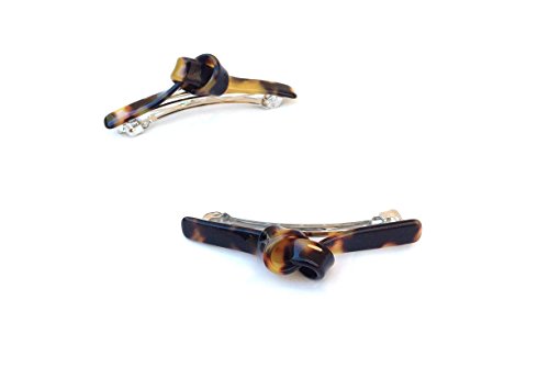 Wardani 7cm skinny Barrette with center Knot handmade in France (Tokyo)