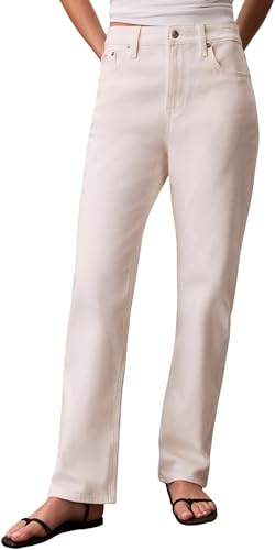 Calvin Klein Vaqueros Mujer High Rise Chalk White Pernera Recta, Blanco (Chalk White), 27W/30L