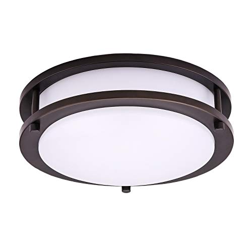 OSTWIN 10″ LED Flush Mount Ceiling Light Fixture, Led Surface Mount Ceiling Light, Dimmable, Oil Rubbed Bronze Lighting Fixture, 16 Watt, 5000 K 1120 LM, ETL and Energy Star Listed