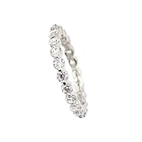 Platinum Plated Round Cubic Zirconia All-Around Infinity Band Wedding Ring Size 7