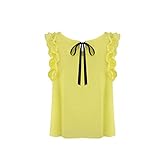 FUNOC Ladies Summer Loose Casual Chiffon Ruffles Sleeve Vest Shirt Tops Blouse