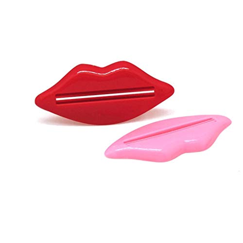 dianpo Random Color Lip Shape Toothpaste Tube Face Wash Cleaning Foam Cream Roller Squeezer Dispenser ABS Clip