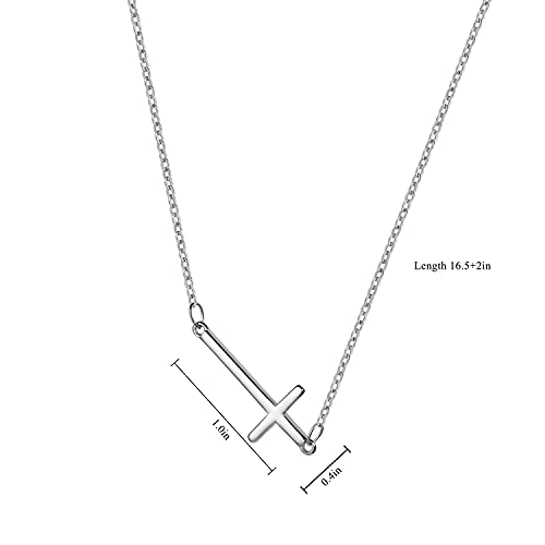 Pinsparkle Cross Necklaces For Women Men Sideways Cross Necklace Dainty Necklace Silver Cross Chain