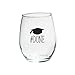 Kate Aspen Done Graduation Black Ink Stemless Wine Glasses (Set of 4), 15 oz, Clear