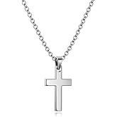 SANYADY Silver Cross Necklace for Women, 16 Inch Dainty Cross Pendant, Simple Minimalist Jewelry Gift