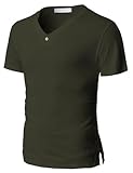 H2H Men's Vintage Eyelet T-Shirts with V-Neck Short Sleeve