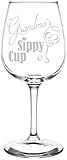 (Grandma) Funny Sippy Cup Novelty Present & Gift Idea Inspired - Laser Engraved 12.75oz Libbey All-Purpose Wine Taster Glass