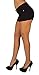 Basic Juniors Booty Shorts Premium Stretch French Terry Moleton with a Gentle Butt Lifting Stitching in Black Size XL