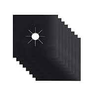 Stove Burner Covers - Gas Stove Protectors Black 0.2mm Double Thickness, Reusable, Non-Stick, Fast Clean Liners for Kitchen/Cooking. Size 10.6" x 10.6" FDA Approved & BPA FREE(8 Packs)