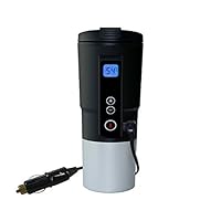 Puncia 12V Electric Heated Travel Coffee Mug For Car Smart Heated Coffee Mug Warmer With LCD Temp Display and Control (Black)