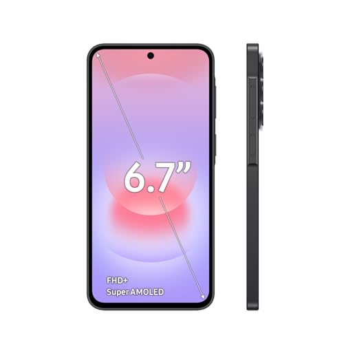 Samsung Galaxy A37, 128GB, Awesome Charcoal, 5G (Unlocked, CAD Version) - 6.7" sAMOLED FHD+ Display, Awesome Intelligence, 6GB Ram, 4K@30fps, 45W Fast Charging
