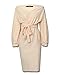 Ninimour Womens Off Shoulder Twisted Waist Tie Sexy Midi Dress M Nude