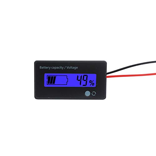 12V 24V 36V 48V Battery Meter, Battery Capacity Voltage Indicator, Lead-Acid&Lithium ion Battery Charge Discharge Monitor, for Motorcycle Car Truck Vehicle Marine Boat Golf Cart Club Car - Blue