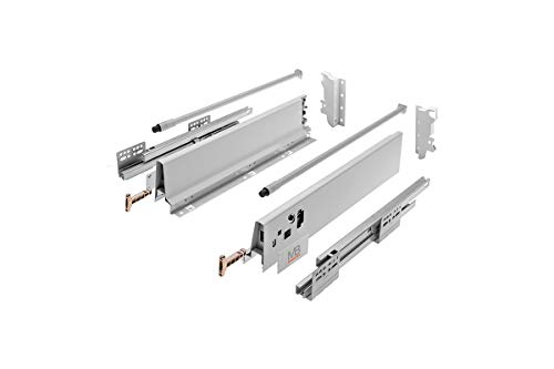 GTV - Modern Box Drawer I L = 500 mm H = 146 mm I Grey I Quiet Close I Load up to 40 kg I Easy Installation I Synchronisation of the Path of the Guides I PB-D-KPL500B
