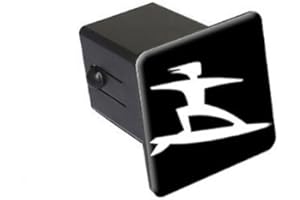 GRAPHICS & MORE Surfer White On Black - 2" Tow Trailer Hitch Cover Plug Insert