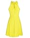OUGES Women's 2025 Summer Fashion Yellow Halter Neck Sleeveless Tie Back Swing A-Line Sundress Beach Vacation Mini Dress(Yellow,S)