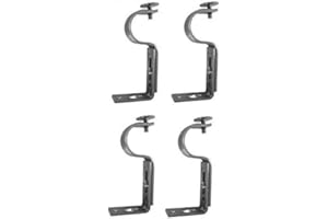 TEJATAN Curtain Rod Brackets - Silver (Set of 4 Brackets)(Also known as - Curtain rod Holder / Bracket for Drapery rod / Window Drapery rod bracket set for Draperies / adjustable curtain rod brackets)