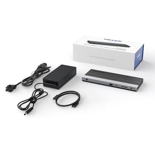 WAVLINK USB C Docking Station, 4k Triple Display Dock, Support 100W for PC with DisplayPort, HDMI Adapter, USB 3.0, Gigabit Ethernet, SD/TF Card Slot, Audio Jack