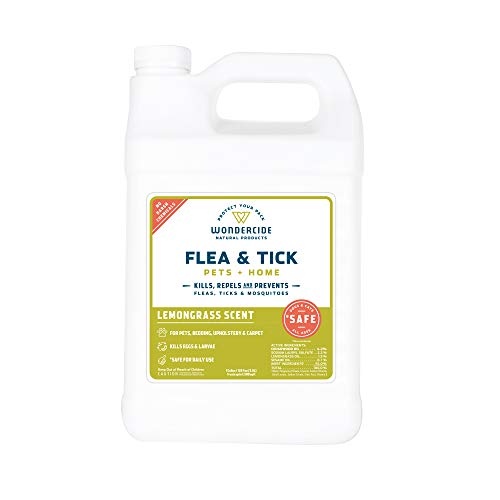 Wondercide Natural Flea, Tick and Mosquito Spray for Dogs, Cats, and Home - Flea and Tick Killer, Prevention, Treatment - 128 oz Lemongrass