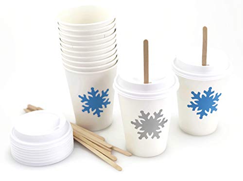 Snowflake Party Paper Cups - 12 Set Winter Wonderland First Birthday Supplies