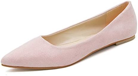 JRenok Women Pointed Toe Ballet Flats Low-top Retro Shallow Mouth Spring Summer Suede Flat Shoes Slip on Work Shoes Closed Toe Pumps