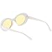 zeroUV - Bold Retro Oval Mod Thick Frame Sunglasses Clout Goggles with Color Tinted Round Lens 51mm (White/Orange)