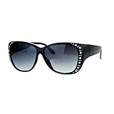 SA106 Polarized 55mm Fit Over OTG Butterfly Rhinestone Diva Sunglasses Shiny Black