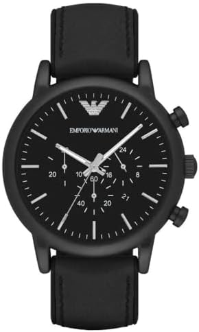 Amazon.com: Emporio Armani Men's Chronograph Black Leather Band