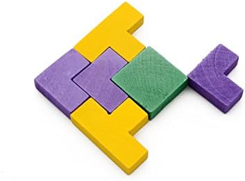 Flying Giants Wood Intelligence Wooden Tetris Puzzle Toy Brain Games Tetris Teaser for Kid, Wood Burr Tangram Jigsaw Toy Educational Toys Games