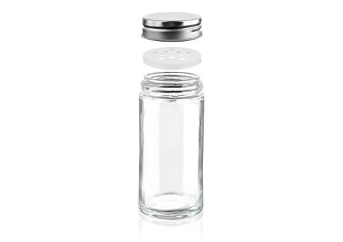 Nellam French Round Glass Spice Jars – Set of 12 with Shaker Lids and Chalkboard Sticker Labels, Small 4oz Bottles - Stackable Herbs and Spices Containers - Decorative Organizers in Silver - Thumbnail 4