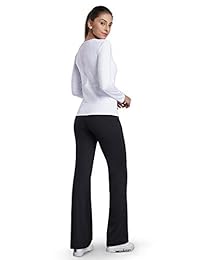 Balleay Art Bootcut Pantalones de yoga con bolsillos para mujer Flare pantalones de trabajo control de barriga, estiramiento de entrenamiento largo Bootleg pantalones