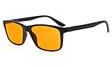 Eyekepper Blue Light Shield Computer Gaming Glasses-0.0 Magnification-Anti 97% Blue Light-High Definition Lens-100% UV Protection, Dark Orange Tinted Lens(Matte Black, 0.00)