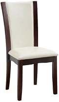 Furniture of America Archie Leatherette Upholstered Dining Chair, White, Set of 2