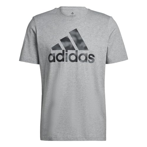 Adidas Adidas Mens Essentials Camouflage Printed Tee Medium Grey Heather Small
