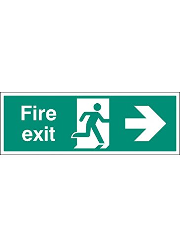 Caledonia Signs 52138 Fire Exit Right Single Sided, 1200 mm x 400 mm, 5 mm Rigid