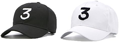 Bonrcea Embroider Number 3 Cool Baseball Caps, Adjustable Sport Causal Plain Hats Unisex