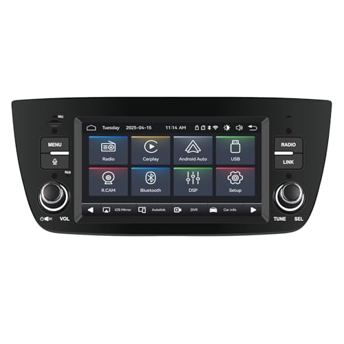 Car Radio Linux Lightning Start Compatible Fiat Doblo 2010-2015 | Quick Installation | CarPlay/Android Auto Wireless/FM/AM/RDS/USB | DSP 100W |