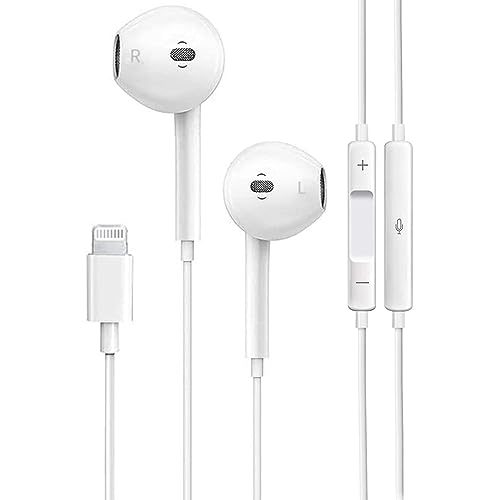Apple Headphones Wired Earbuds with Lightning Connector [Apple MFi  Certified] In-Ear iPhone Earphones with Bui