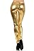 Sakkas Footless Liquid Wet Look Metallic Stretch Leggings - Gold/X-Large