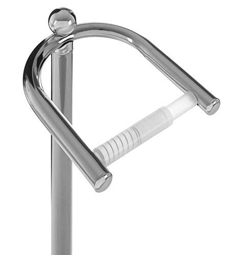 Premier 1600127 Housewares Free Standing Toilet Roll Holder Metal Paper Towel Holder Toilet Roll Holders Toilet Paper Towel Holder Chrome Toilet Roll Storage, Silver, H61 x W19 x D19cm