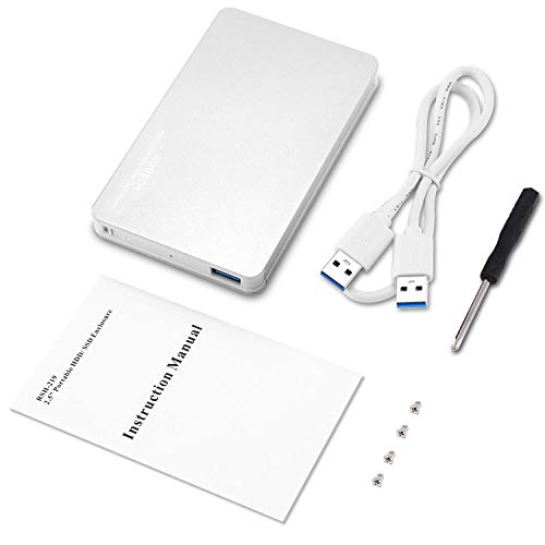RSHTECH External Hard Drive Enclosure USB 3.0 to SATA Hard Disk Aluminum Case for 2.5 inch 7mm and 9.5mm HDD SSD [Support UASP and 4TB Drives](Silver) - Thumbnail 6