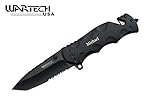 Personalized Black Rescue Tactical Pocket Knife - Wedding Groomsmen Gift - Custom Engraved and Monogrammed for Free (Black)