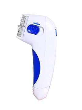 DHAVJ? Lice Treatment Pet Tick Eliminator Electronic Flea Comb for Pets, Dogs, Cats Without Pesticides Naturally Kill Tick and Remove Fleas Blue and White (1 pcs)