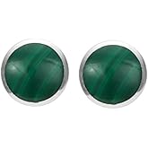 Boma Jewelry Sterling Silver Malachite Inlay Circle Stud Earrings