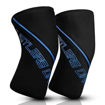 Hustlers Only 7MM Gym Knee Sleeves for Powerlifting, Weightlifting Double Ply Knee Sleeves for Support, knee Pian Relief and Protection Heavy Duty Pair for Strongman and Women (Black/Blue, M)