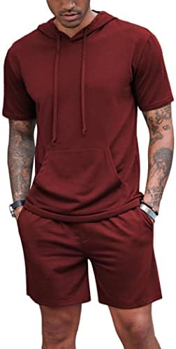 COOFANDY Men's Tracksuit Piece Hooded Athletic Sweatsuit Short