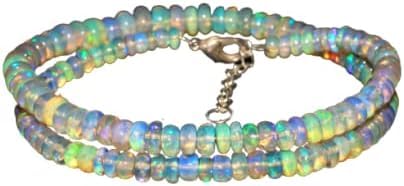 Ahid Arts AAA Natural Ethiopian Opal Beads, AAA Quality Fire Opal, Ethiopian Opal Rondelle Beads, Welo Fire Opal Beads, Gemstone Beads 3x5 MM 18 Inches, Green